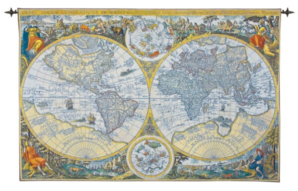 Olde World Map Loom Woven Tapestry - 142 x 210 cm (4'8