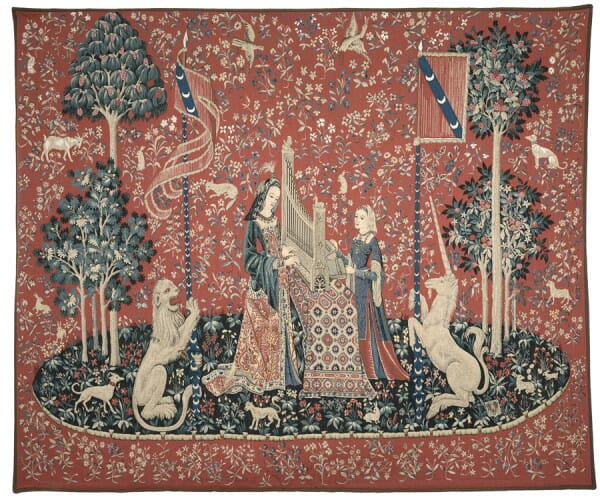 Lady with the Unicorn 'Dame a L'Orgue' Loom Woven Tapestry - 180 x 240 cm (5'11