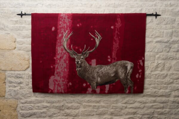 Stately Stag Red Loom Woven Tapestry - 105 x 145 cm (3'5