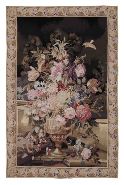 Autumn Floral Black Needlepoint Tapestry - 200 x 130 cm (6'6