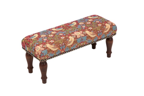 Strawberry Thief Red Upholstered Stool