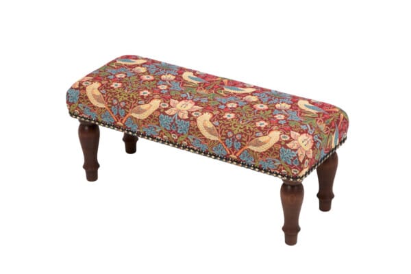 Strawberry Thief Red Upholstered Stool