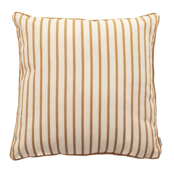 Pair of Ochre Stripe Large Piped Woven Outdoor Cushions - 55 x 55 cm (22