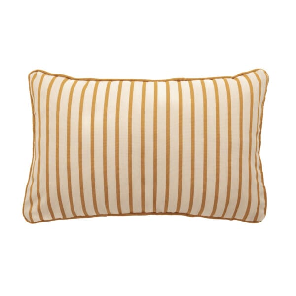 Pair of Ochre Stripe Oblong Piped Woven Outdoor Cushions - 40 x 60 cm (16