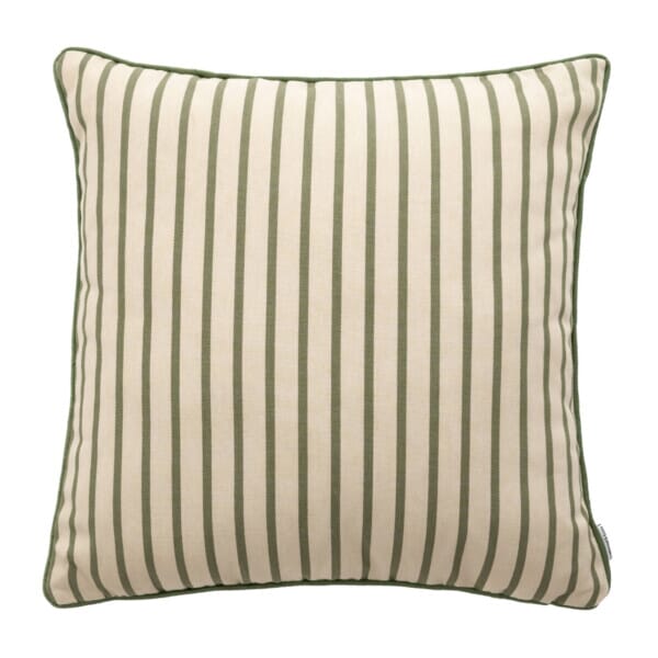 Pair of Olive Stripe Large Piped Woven Outdoor Cushions - 55 x 55 cm (22