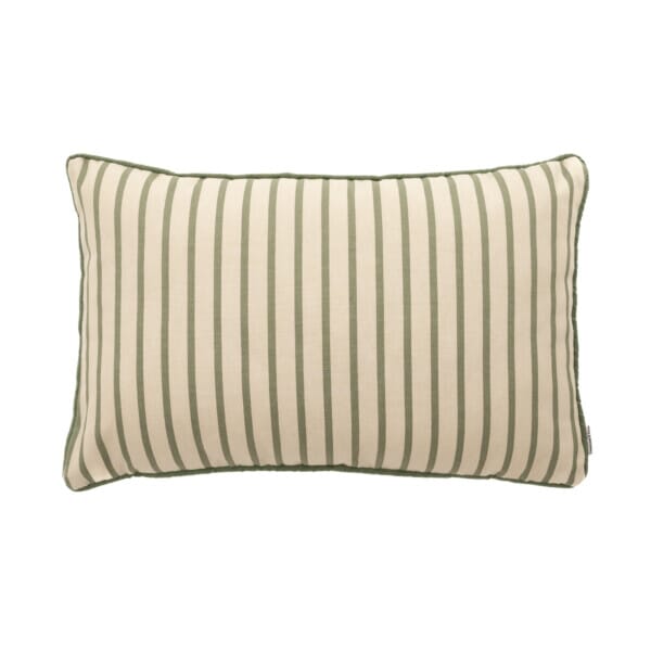 Pair of Olive Stripe Oblong Piped Woven Outdoor Cushions - 40 x 60 cm (16