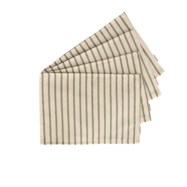Olive Stripe Woven Outdoor Placemats - Pack of 4