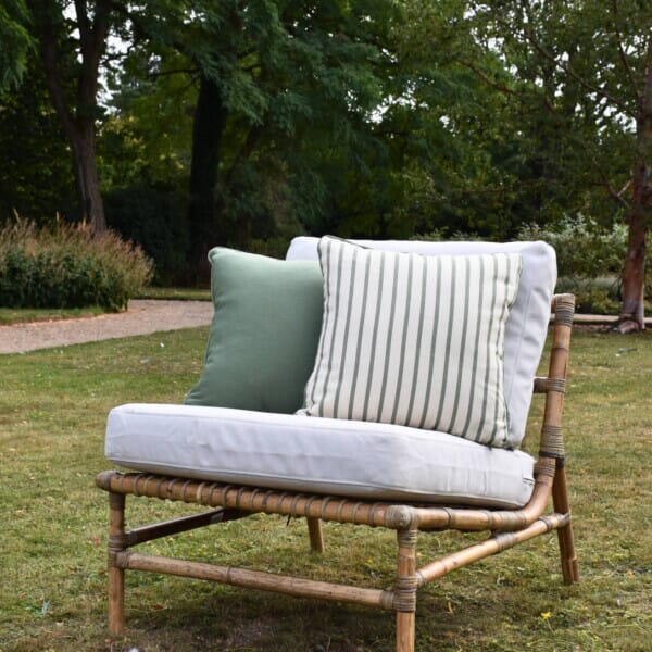 Pair of Olive Stripe Regular Piped Woven Outdoor Cushions - 42 x 42 cm (17