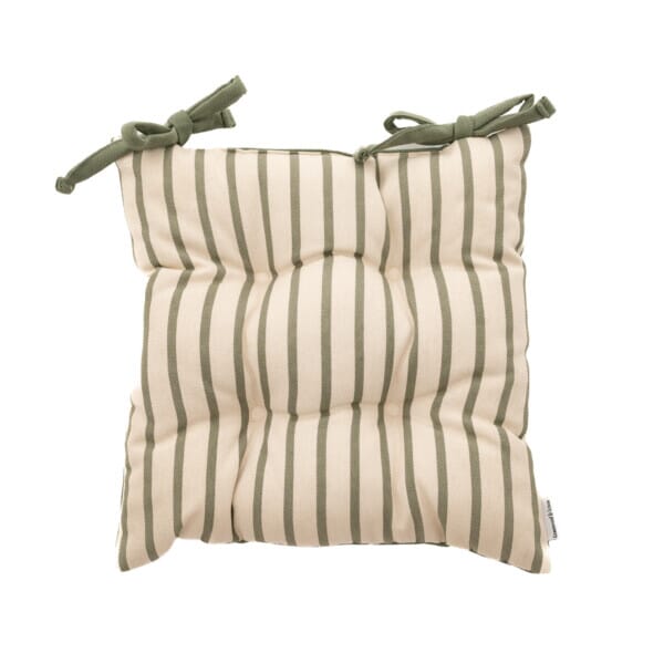 Olive Stripe Woven Outdoor Seat Cushions - Set of 2 - 40 x 40 cm (16