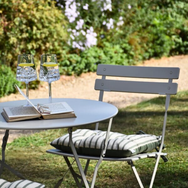 Olive Stripe Woven Outdoor Seat Cushions - Set of 2 - 40 x 40 cm (16