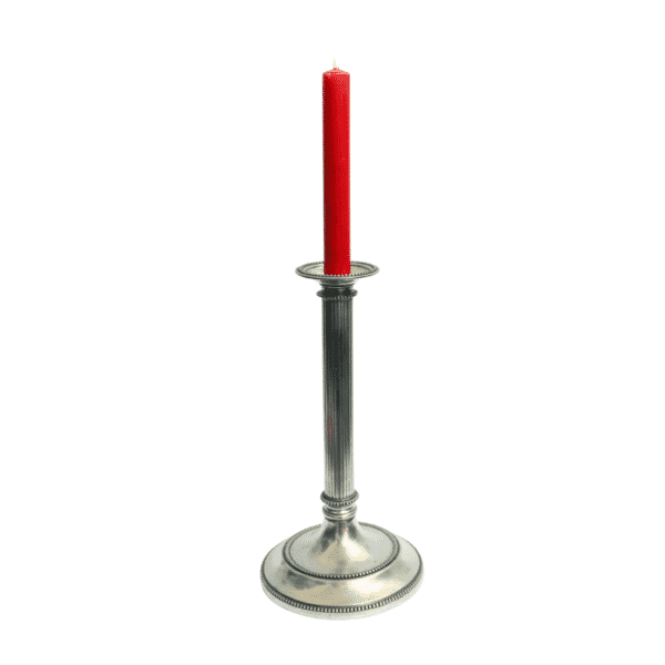 Pair of Pewter Ribbed Candlestick Holders - Approx. H.27.5 x W.14.5 cm - Last Pieces Remaining!