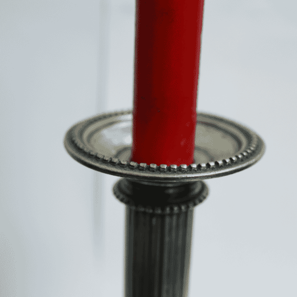 Pair of Pewter Ribbed Candlestick Holders - Approx. H.27.5 x W.14.5 cm - Last Pieces Remaining!