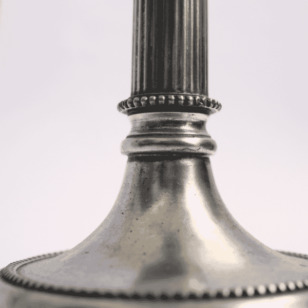 Pair of Pewter Ribbed Candlestick Holders - Approx. H.27.5 x W.14.5 cm - Last Pieces Remaining!