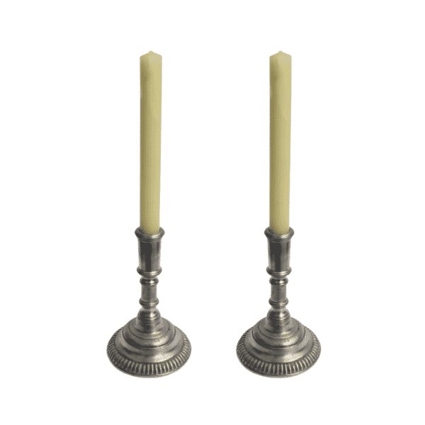 Pair of Pewter Candlestick Holders - Approx. H.15.5 x W.10 cm - Last Pieces Remaining!