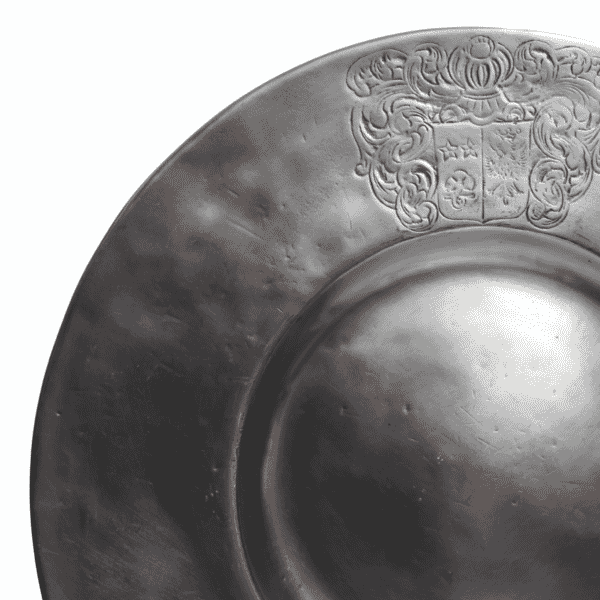 Decorative Engraved Pewter Plate - Approx. H.2 x Dia.36.5 cm - Last Piece Remaining!