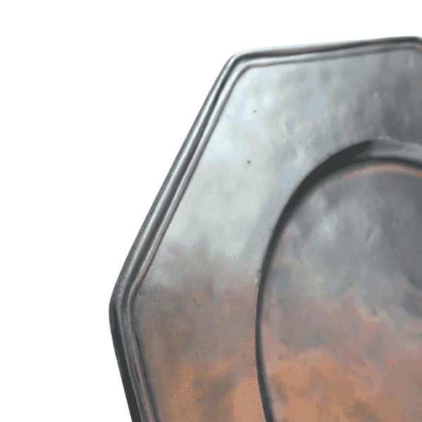 Decorative Octagonal Pewter Plate - Approx. H.1 x Dia.29.5 cm - Last Piece Remaining!