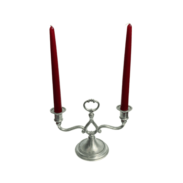 Two-Arm Pewter Candelabra - Approx. H.17 x W.24 x D.10.5 cm - Last Piece Remaining!