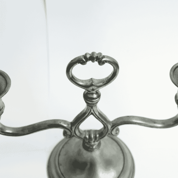 Two-Arm Pewter Candelabra - Approx. H.17 x W.24 x D.10.5 cm - Last Piece Remaining!