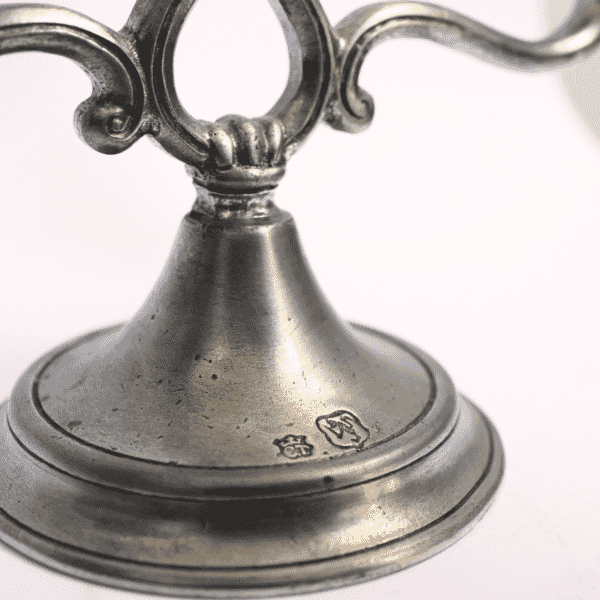 Two-Arm Pewter Candelabra - Approx. H.17 x W.24 x D.10.5 cm - Last Piece Remaining!