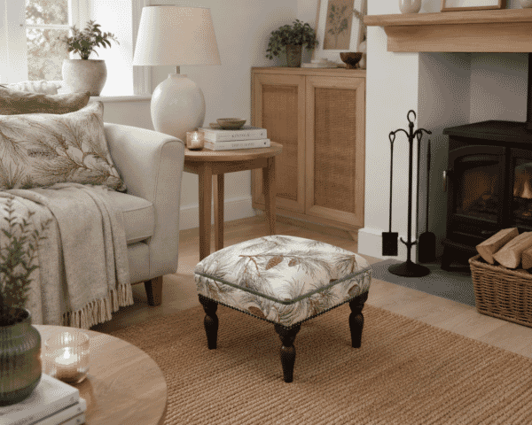 Pine Cones Upholstered Stool