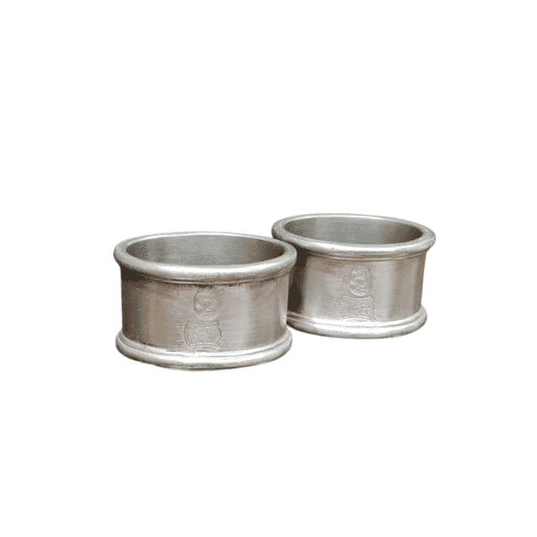 Pair of Engraved Pewter Napkin Rings - Approx. H.3 x W.5.5 cm - Last Pieces Remaining!