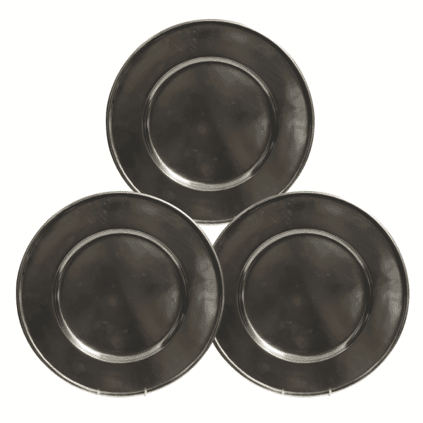 Set of 3 Pewter Charger Plates - Approx. Dia.33 x H.2 cm - Last Pieces Remaining!