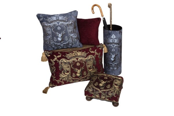 Regal Stag Red Tapestry Footstool