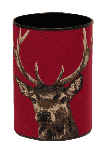 Scottish Stag Red Tapestry Waste Bin with Scottish Tartan