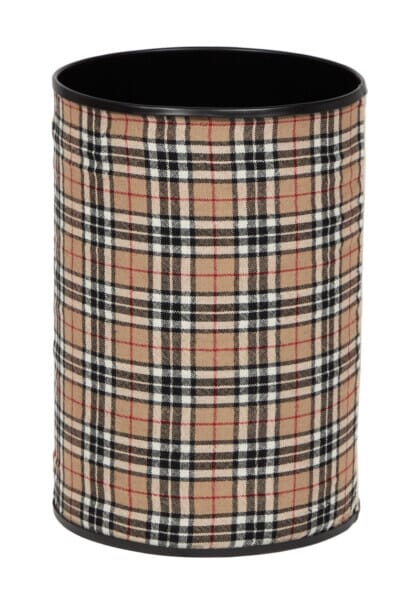 Scottish Stag Beige Tapestry Waste Bin with Scottish Tartan
