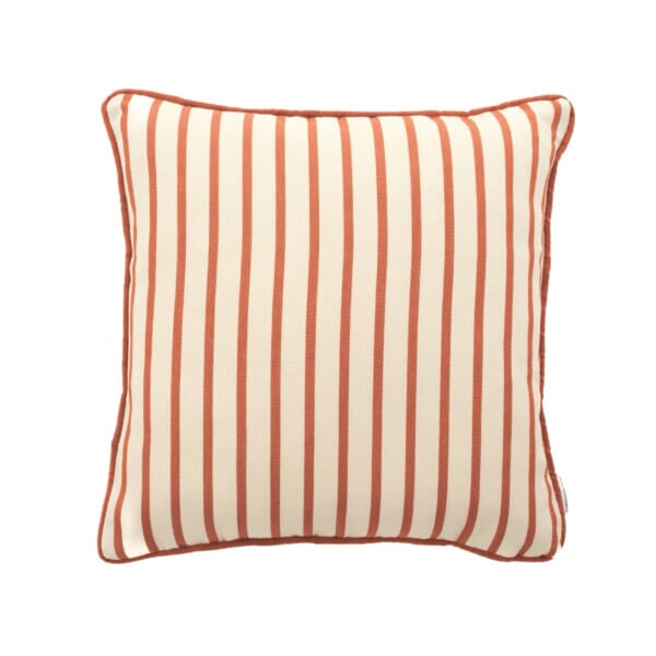 Pair of Terracotta Stripe Regular Piped Woven Outdoor Cushions - 42 x 42 cm (17