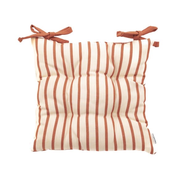 Terracotta Stripe Woven Outdoor Seat Cushions - Set of 2 - 40 x 40 cm (16