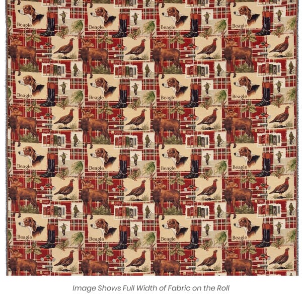 Beagle - Red Tartan Tapestry Fabric