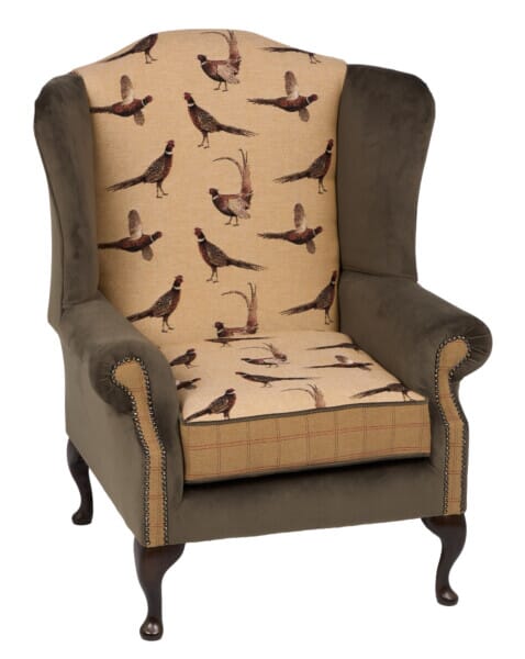 Country Pheasants Upholstered Wing Chair