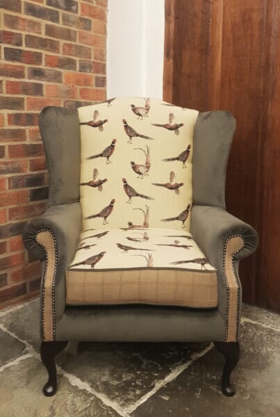 Country Pheasants Upholstered Wing Chair
