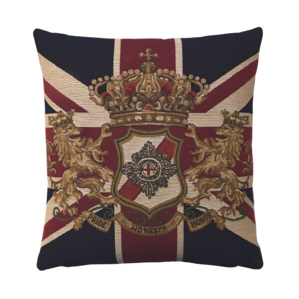 Union Jack Crest Tapestry Cushion - 46x46cm (18