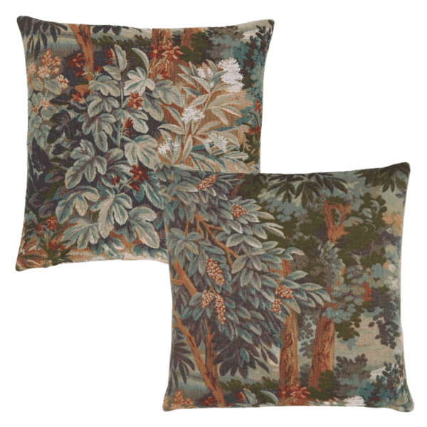 Pair of Verdure Trees & Bush Woolblend Tapestry Cushions with Feather Filler - 46x46cm - Save £25