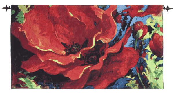 Bright Poppies Loom Woven Tapestry - 70 x 125 cm (2'3
