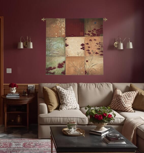 Poppy Patchwork Loom Woven Tapestry - 112x112cm (3'8