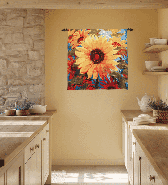 Sunflower Loom Woven Tapestry - 94 x 94 cm (3'1