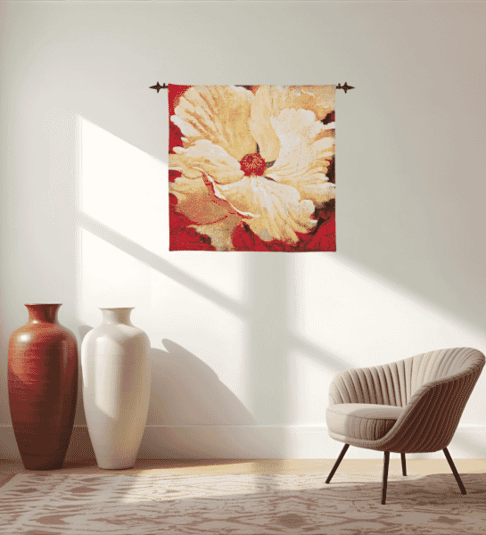 Papaver - Cream Loom Woven Tapestry - 94 x 94 cm (3'1