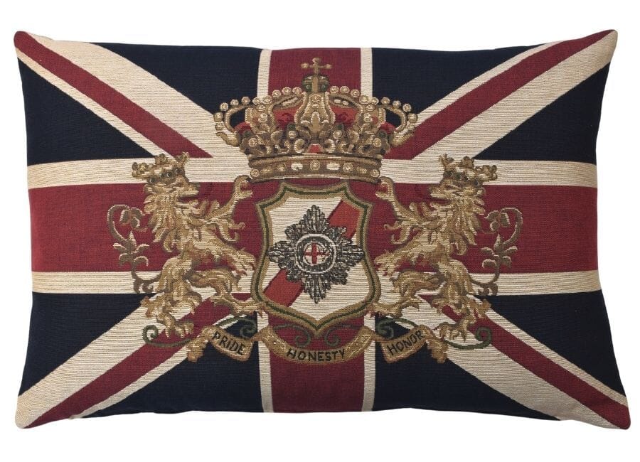 Union Jack Crest Large Tapestry Cushion 45x70cm 18 x27