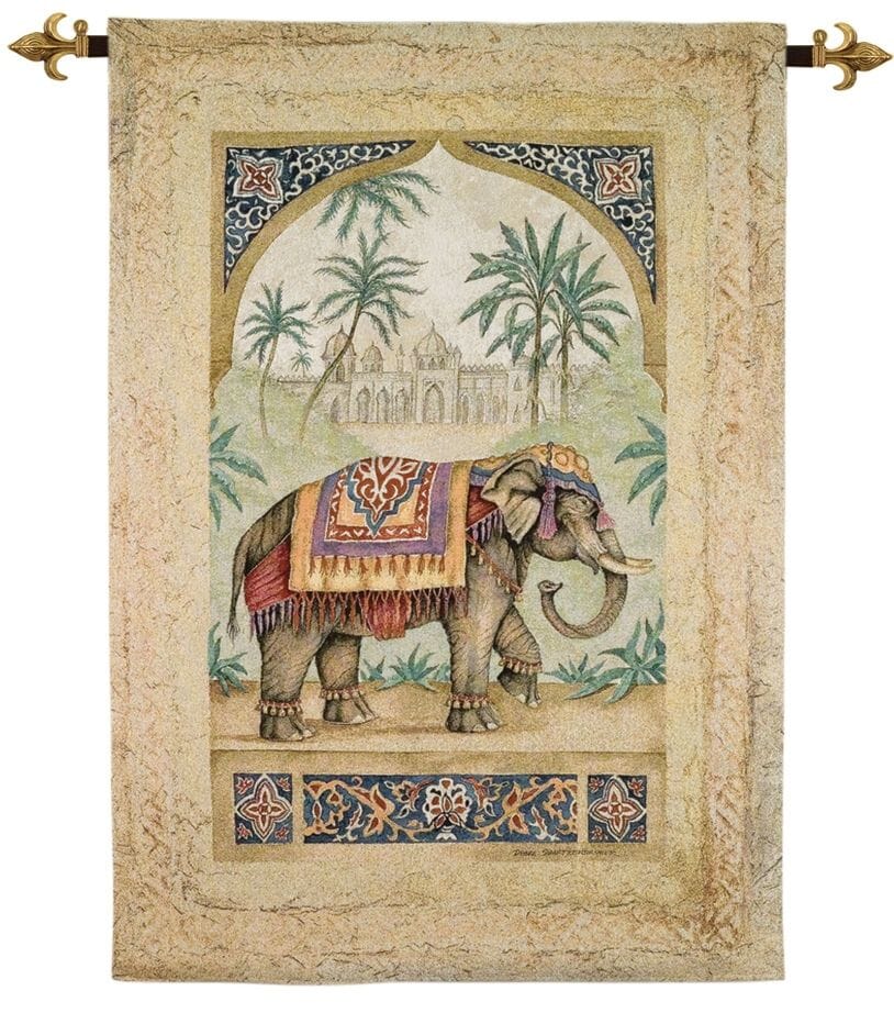 Exotic Elephant I Loom Woven Tapestry - 132 x 94 cm (4'4 x 3'1) -  Requires Rod Size 2