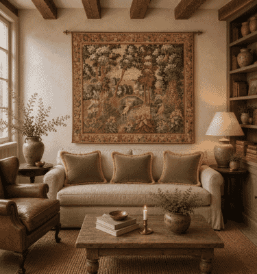 Verdure aux Herons Silkscreen Tapestry - 147 x 162 cm (4'10" x 5'4") - Requires Rod Size Size 4
