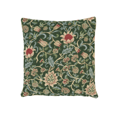 Evenlode Green Tapestry Cushion with Feather Filler - 33x33cm (13"x13")