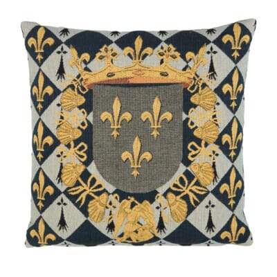 Fleur de Lys Grey Gold Tapestry Cushion - 46 x 46cm