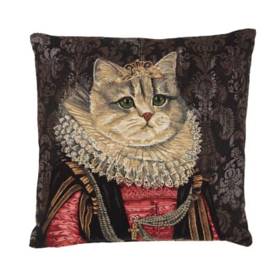 Tudor Cat Tapestry Cushion - 46 x 46cm