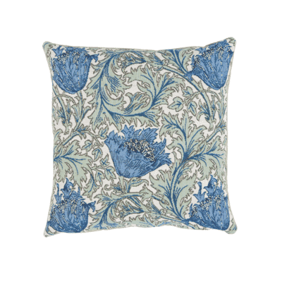 Anemone Blue Green Tapestry Cushion with Feather Filler - 33x33cm (13"x13")