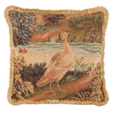Verdure Bird with fringe Woolblend Tapestry Cushion - 48x48cm (19"x19")