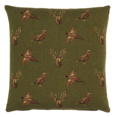 Highland Green Tapestry Cushion - 46x46cm (18"x18")