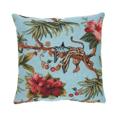 Tropical Monkey Blue Tapestry Cushion - 46x46cm (18"x18")